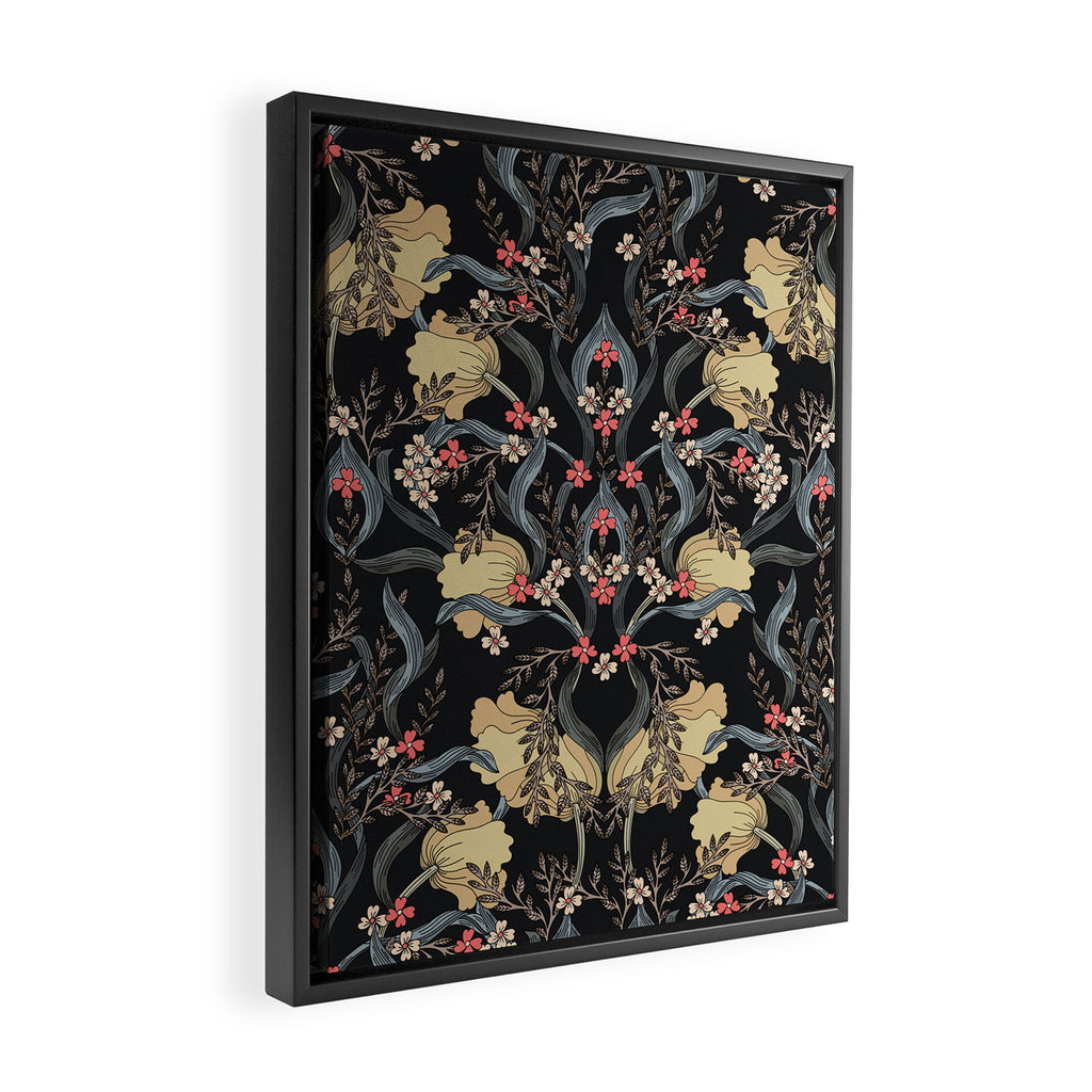 William Morris Pimpernel Art Nouveau Dark Floral Framed Canvas Print Gallery Image 2