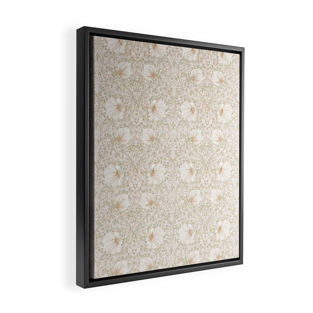 William Morris Pimpernel Cochineal Pink Pastel Floral Framed Canvas Print Gallery Image 2