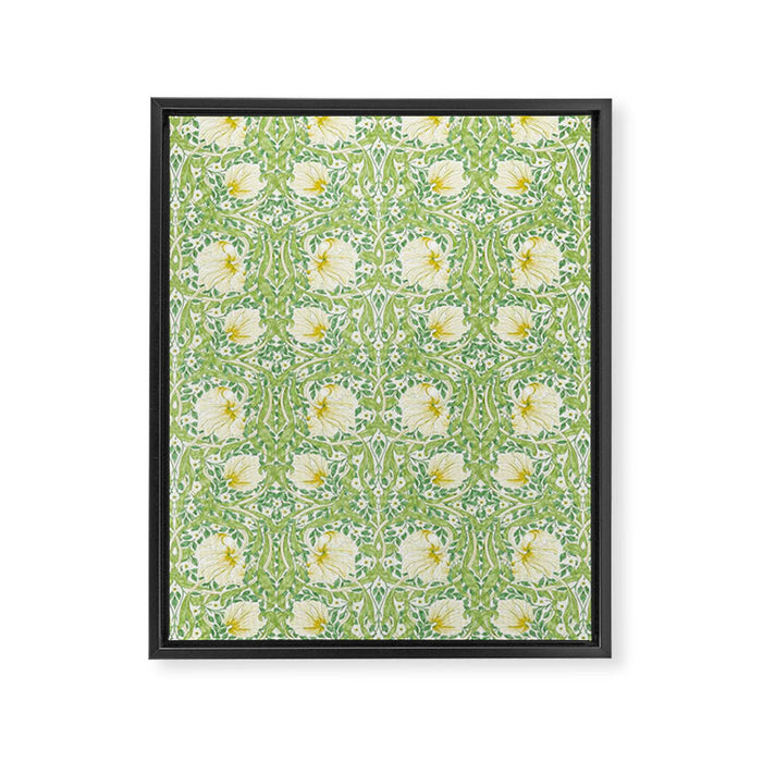 William Morris Pimpernel Weld Leaf Green Floral Framed Canvas Print Gallery Image 1
