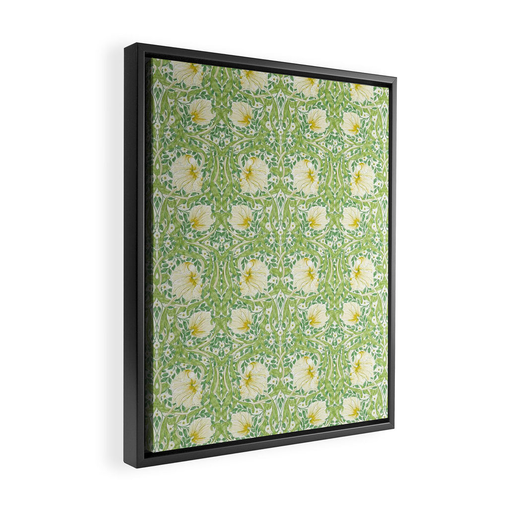 William Morris Pimpernel Weld Leaf Green Floral Framed Canvas Print Gallery Image 2