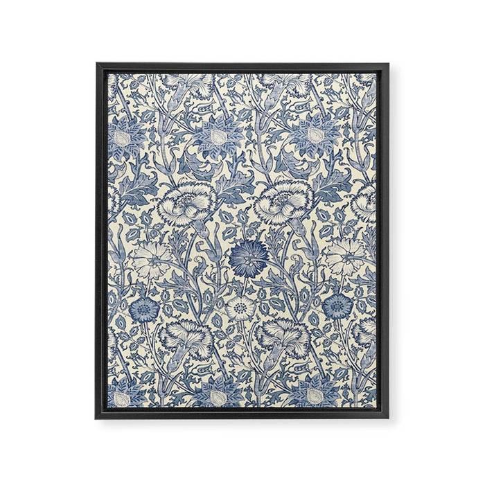 William Morris Pink and Rose China Blue Toile Framed Canvas Print Gallery Image 1