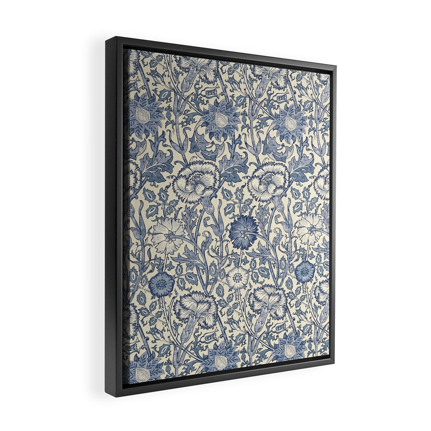 William Morris Pink and Rose China Blue Toile Framed Canvas Print Gallery Image 2