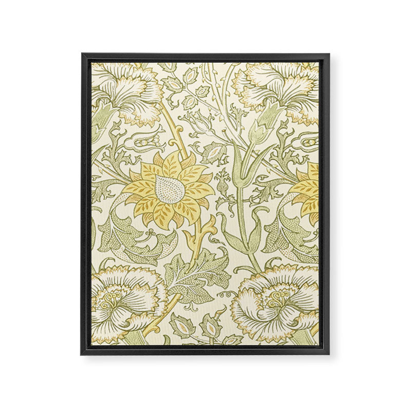 William Morris Pink and Rose Cowslip Fennel Yellow Pattern Framed Canvas Print Gallery Image 8