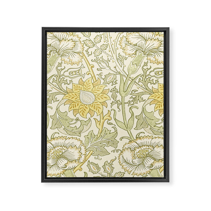 William Morris Pink and Rose Cowslip Fennel Yellow Pattern Framed Canvas Print Gallery Image 1