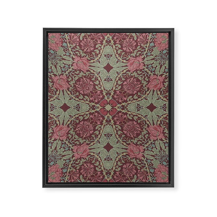 William Morris Plum Wine Floral Framed Canvas Print Gallery Image 1