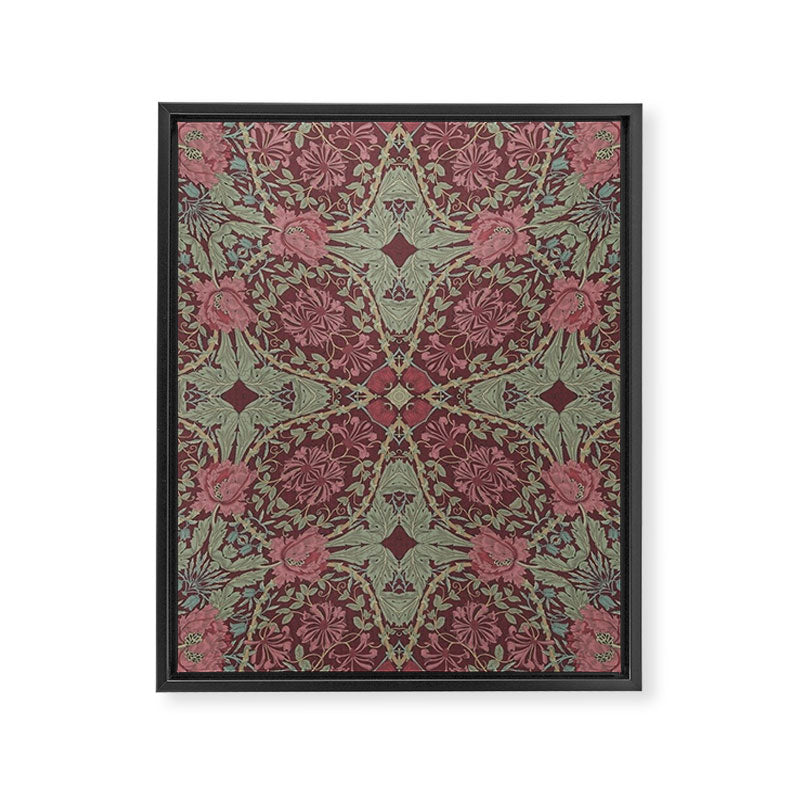 William Morris Plum Wine Floral Framed Canvas Print Gallery Image 8