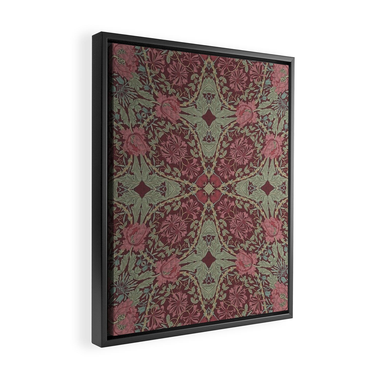 William Morris Plum Wine Floral Framed Canvas Print Gallery Image 2