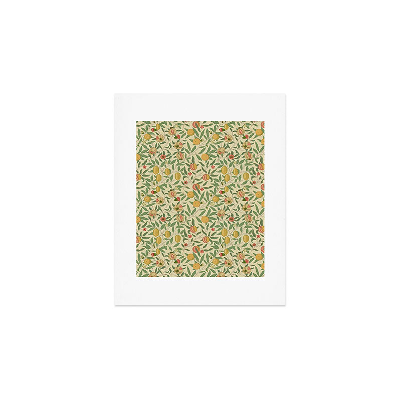 William Morris Pomegranate Fruit Beige Gold Coral Art Print Gallery Image 1