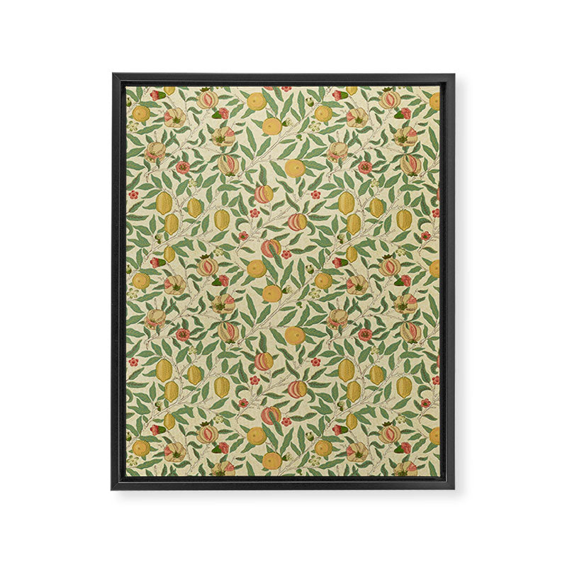 William Morris Pomegranate Fruit Beige Gold Coral Framed Canvas Print Gallery Image 8