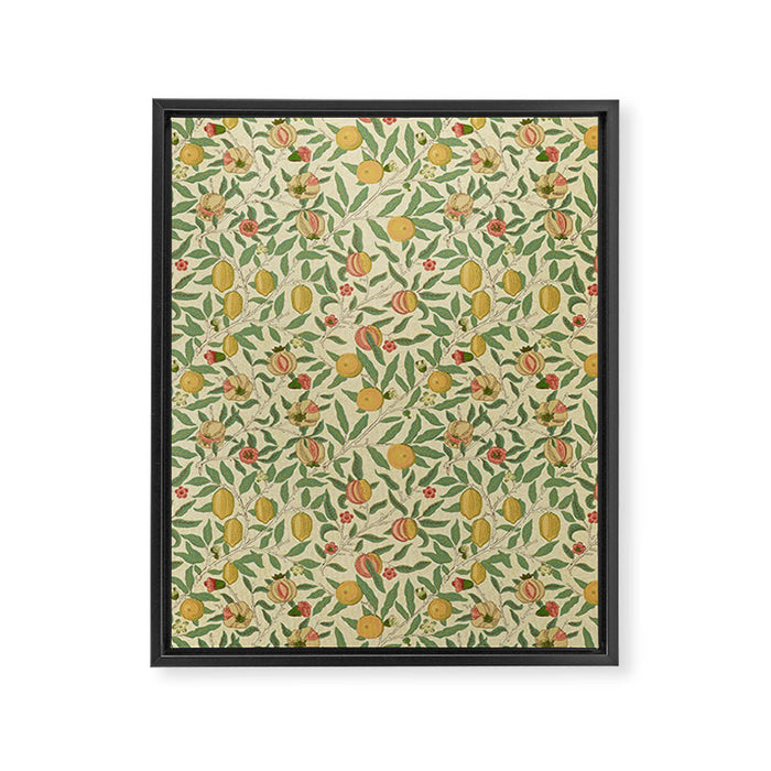 William Morris Pomegranate Fruit Beige Gold Coral Framed Canvas Print Gallery Image 1