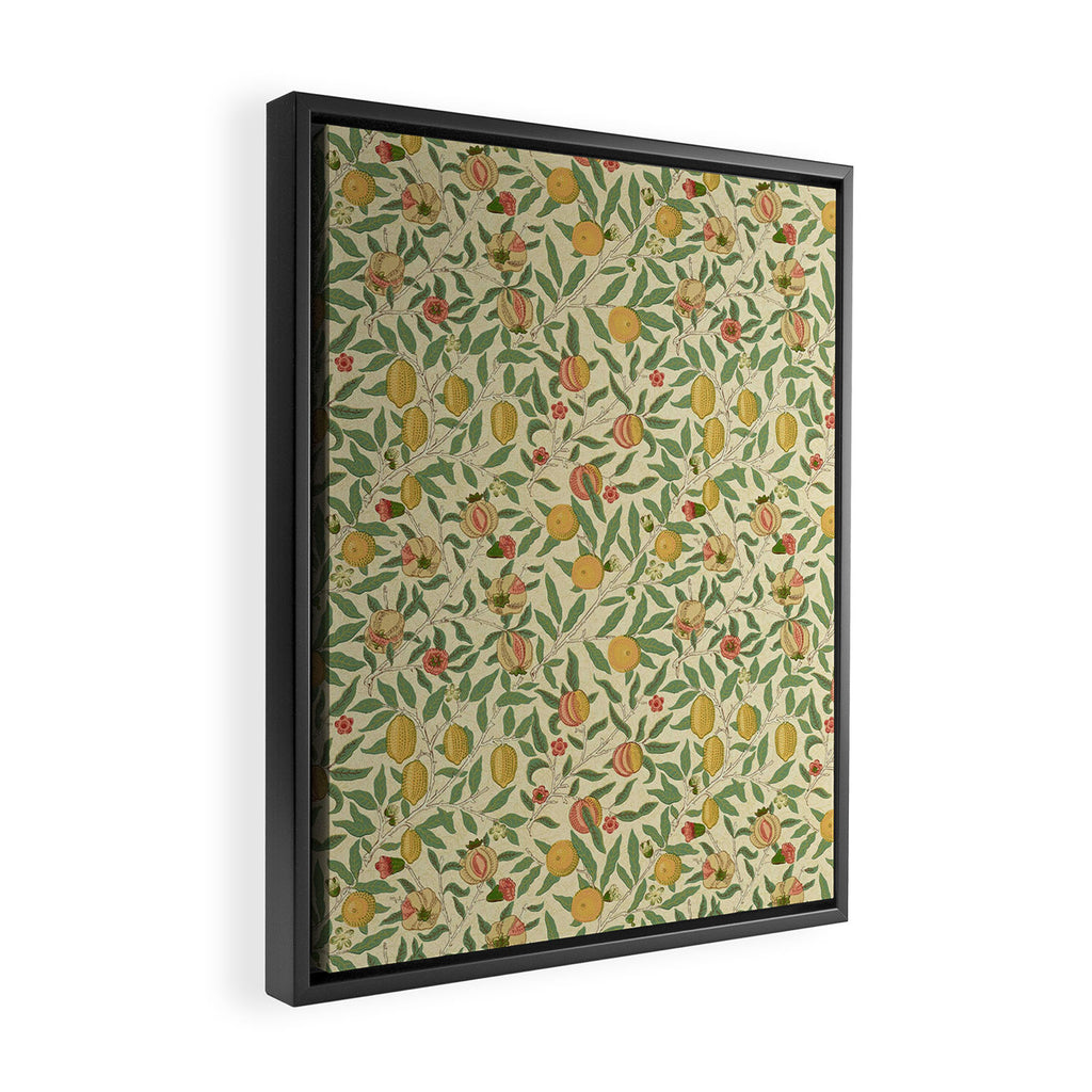 William Morris Pomegranate Fruit Beige Gold Coral Framed Canvas Print Gallery Image 2