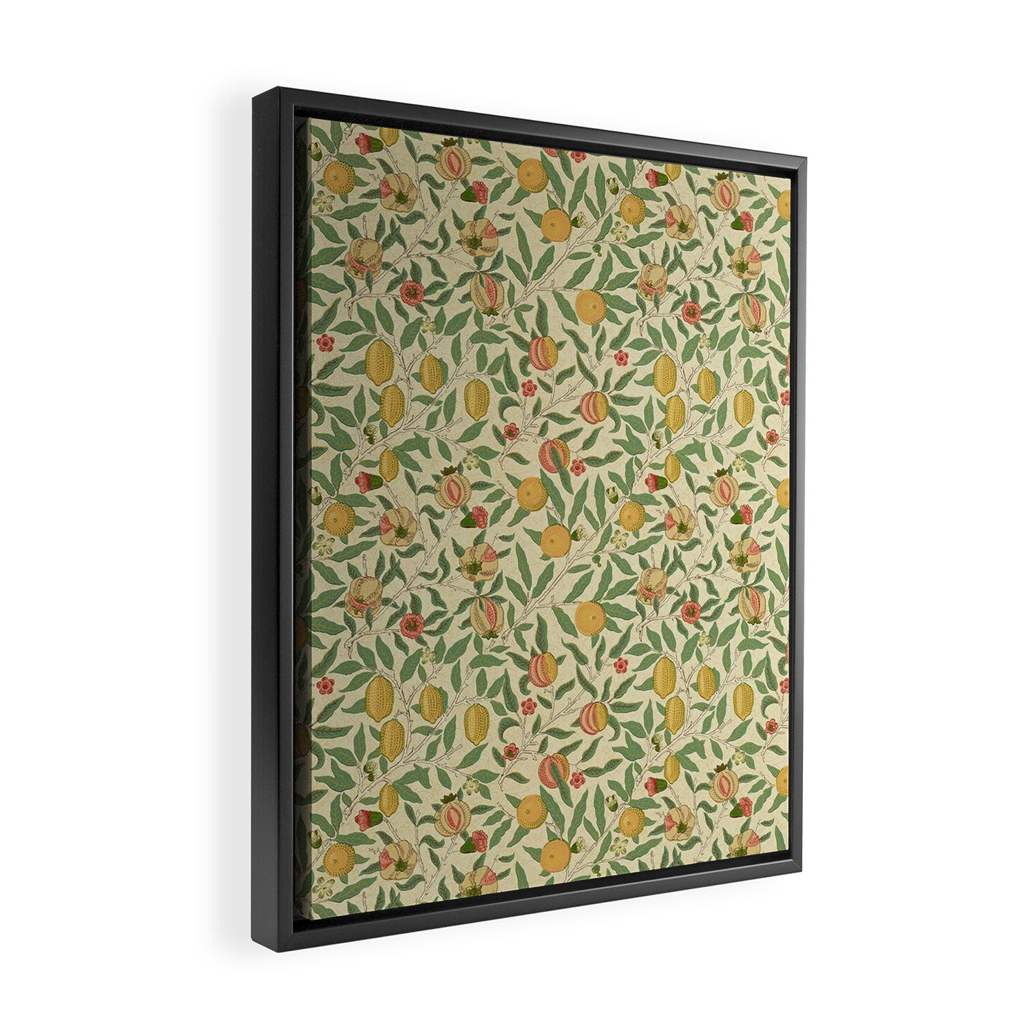 William Morris Pomegranate Fruit Beige Gold Coral Framed Canvas Print Gallery Image 2