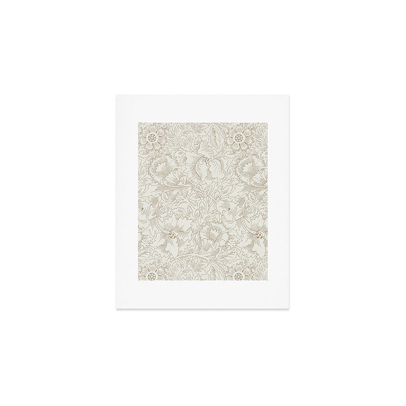William Morris Poppy Cream Gold Pattern Art Print Gallery Image 1