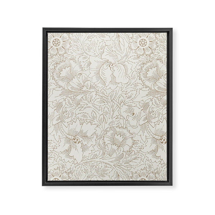 William Morris Poppy Cream Gold Pattern Framed Canvas Print Gallery Image 1