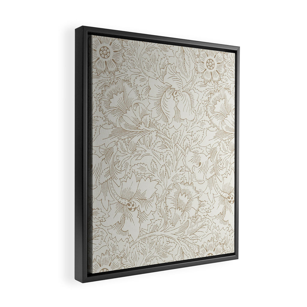 William Morris Poppy Cream Gold Pattern Framed Canvas Print Gallery Image 2