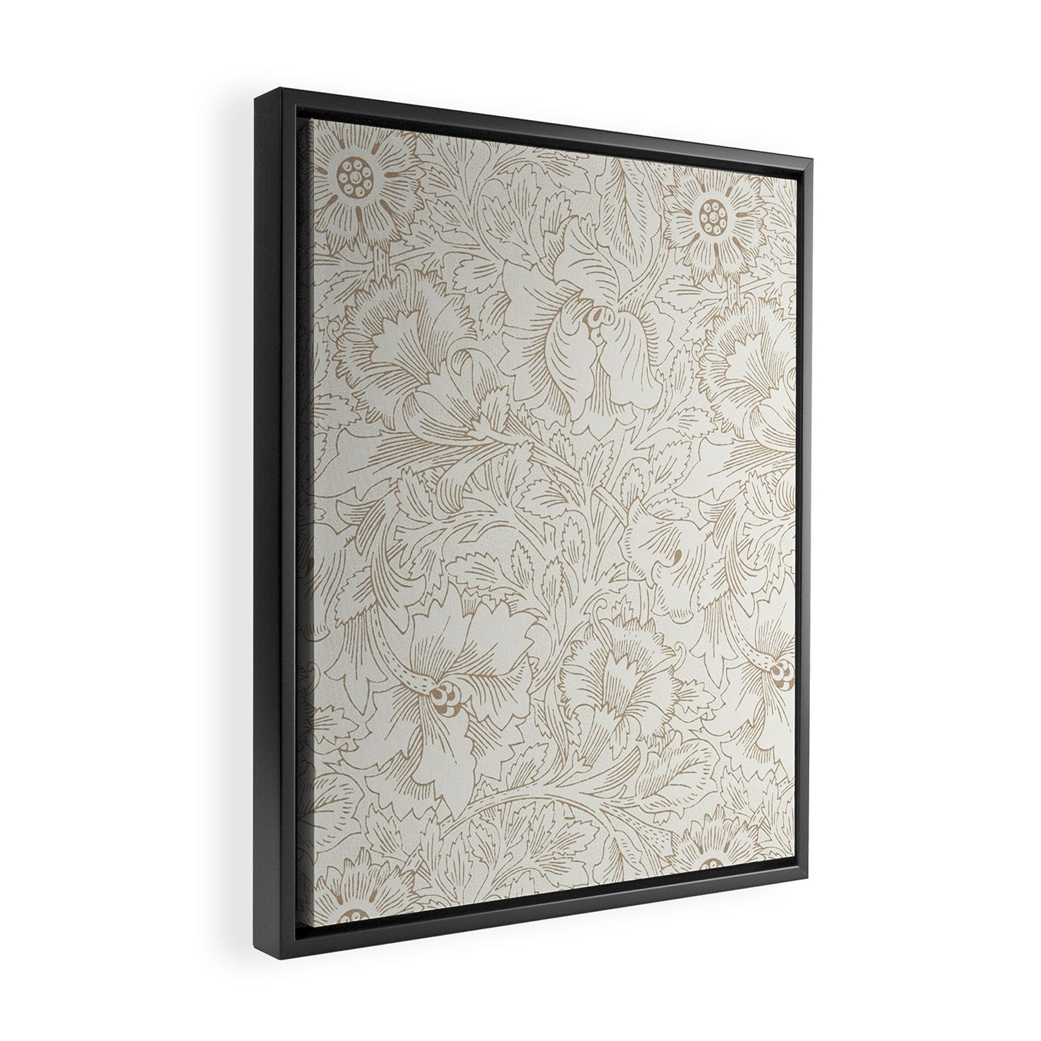 William Morris Poppy Cream Gold Pattern Framed Canvas Print Gallery Image 2