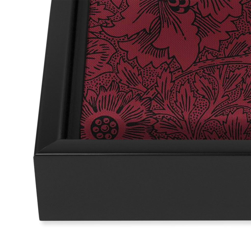 William Morris Poppy Dark Wine Claret Red Pattern Framed Canvas Print Gallery Image 3