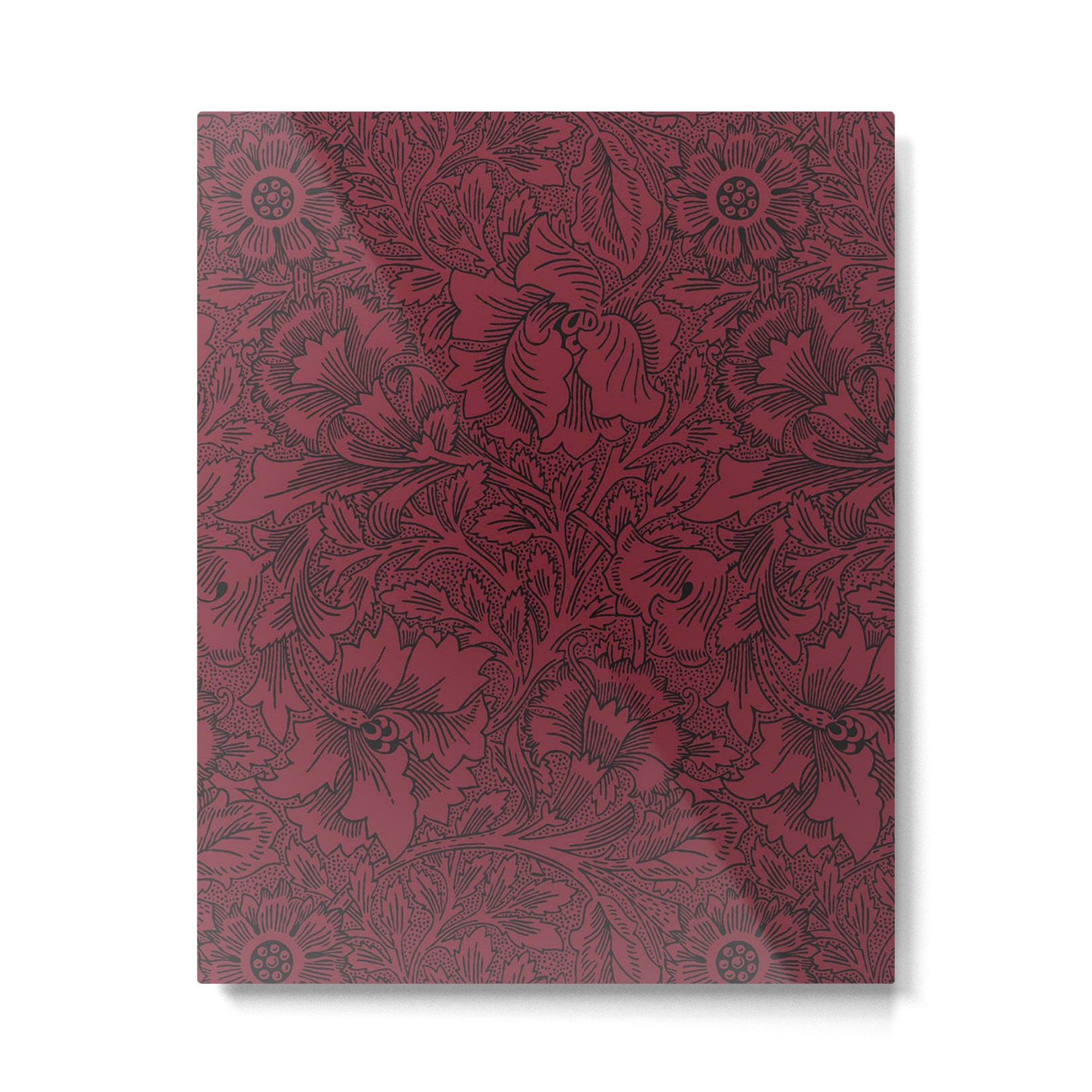 William Morris Poppy Dark Wine Claret Red Pattern Metal Print Gallery Image 6