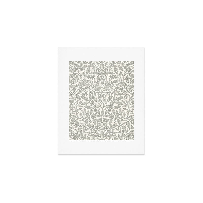 William Morris Pure Acorn Soft Pebble Grey & White Art Print Gallery Image 1