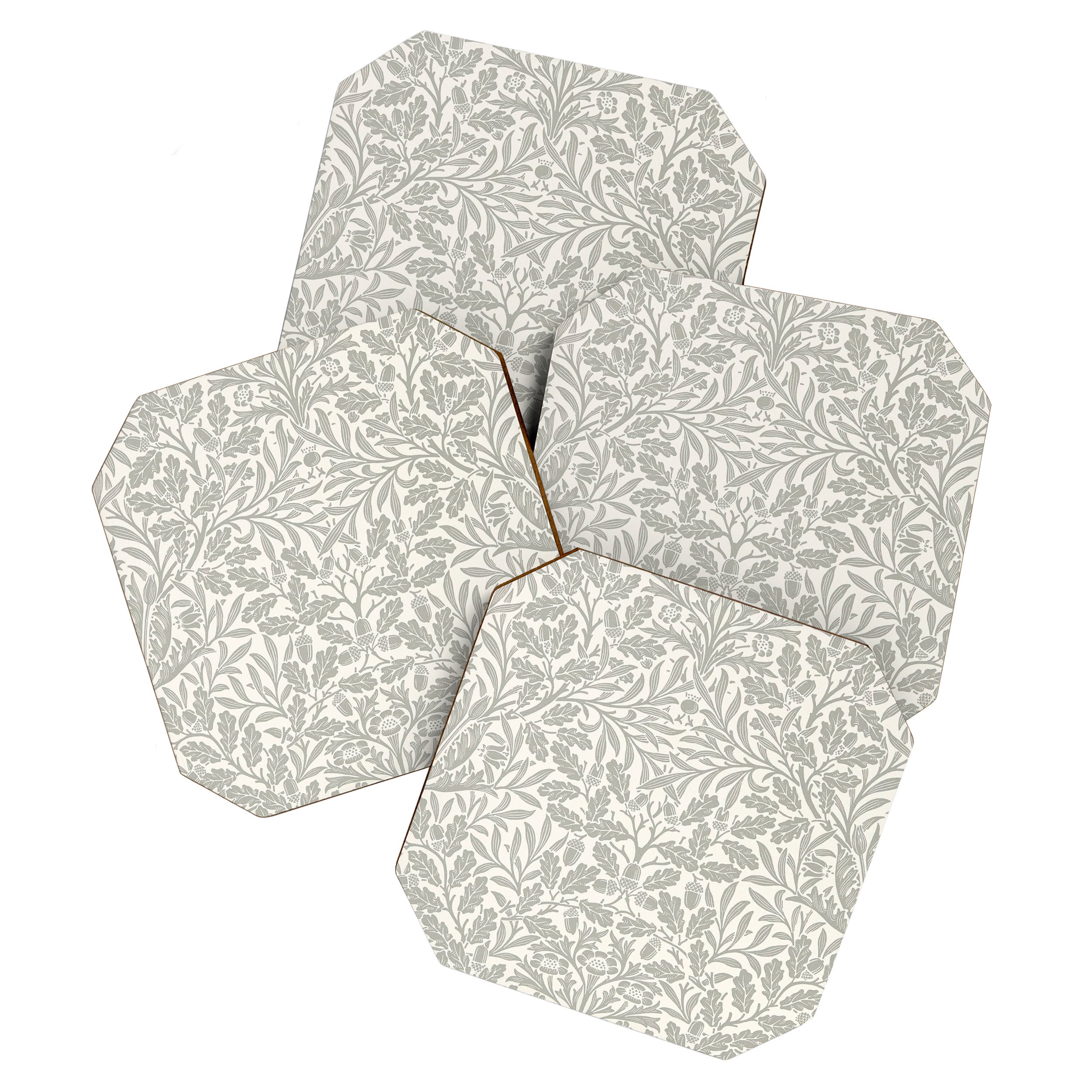 William Morris Pure Acorn Soft Pebble Grey & White Coaster Gallery Image 1