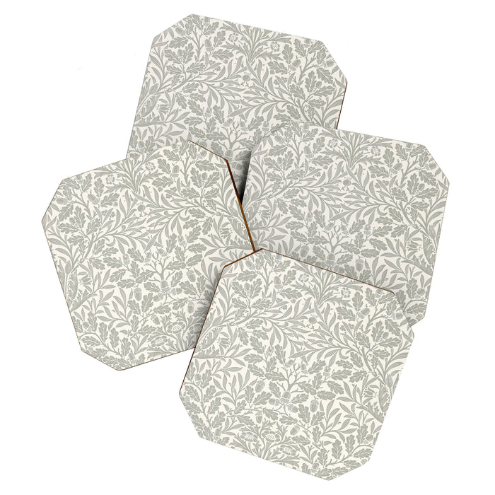 William Morris Pure Acorn Soft Pebble Grey & White Coaster Gallery Image 1