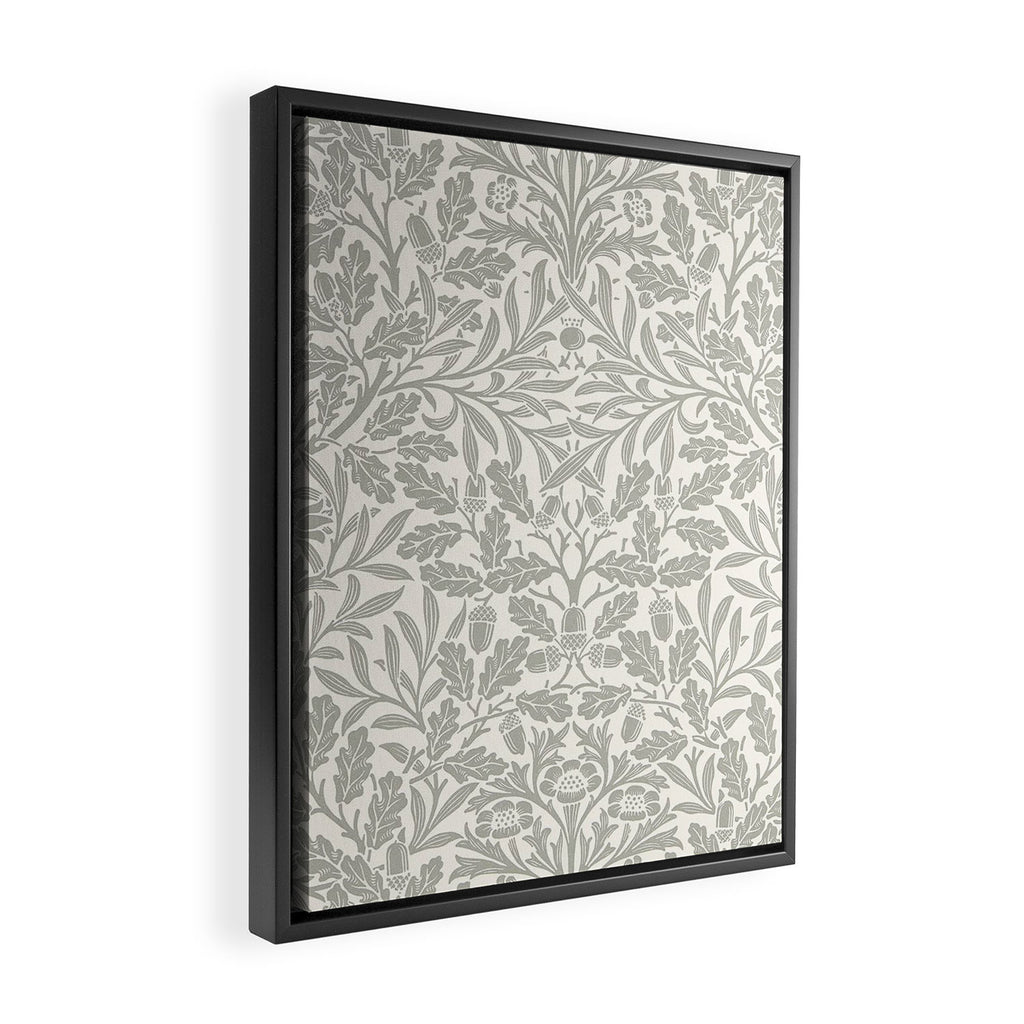 William Morris Pure Acorn Soft Pebble Grey & White Framed Canvas Print Gallery Image 2