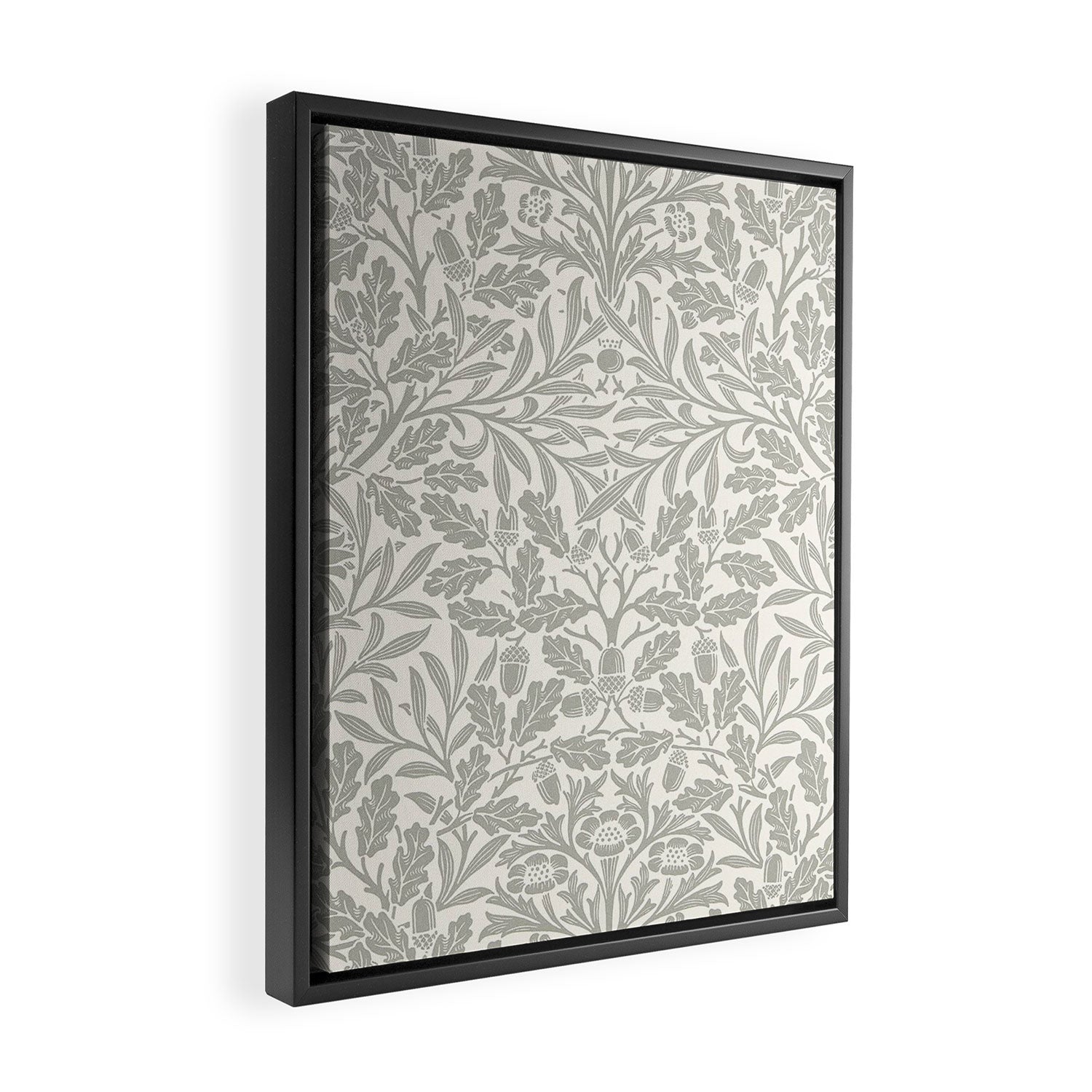 William Morris Pure Acorn Soft Pebble Grey & White Framed Canvas Print Gallery Image 2