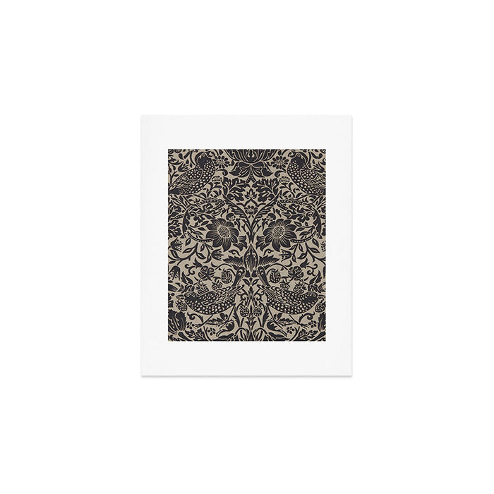 William Morris Pure Strawberry Thief Black Gilver Graphite Pattern Art Print Gallery Image 1