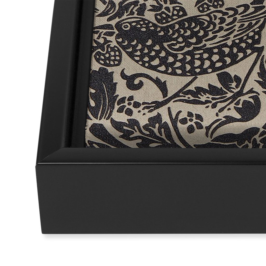 William Morris Pure Strawberry Thief Black Gilver Graphite Pattern Framed Canvas Print Gallery Image 3