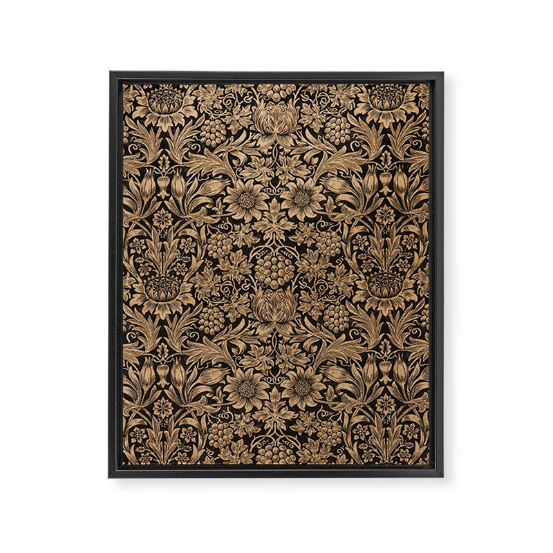 William Morris Pure Sunflower Brown Maple Lichen Vintage Pattern Framed Canvas Print Gallery Image 8