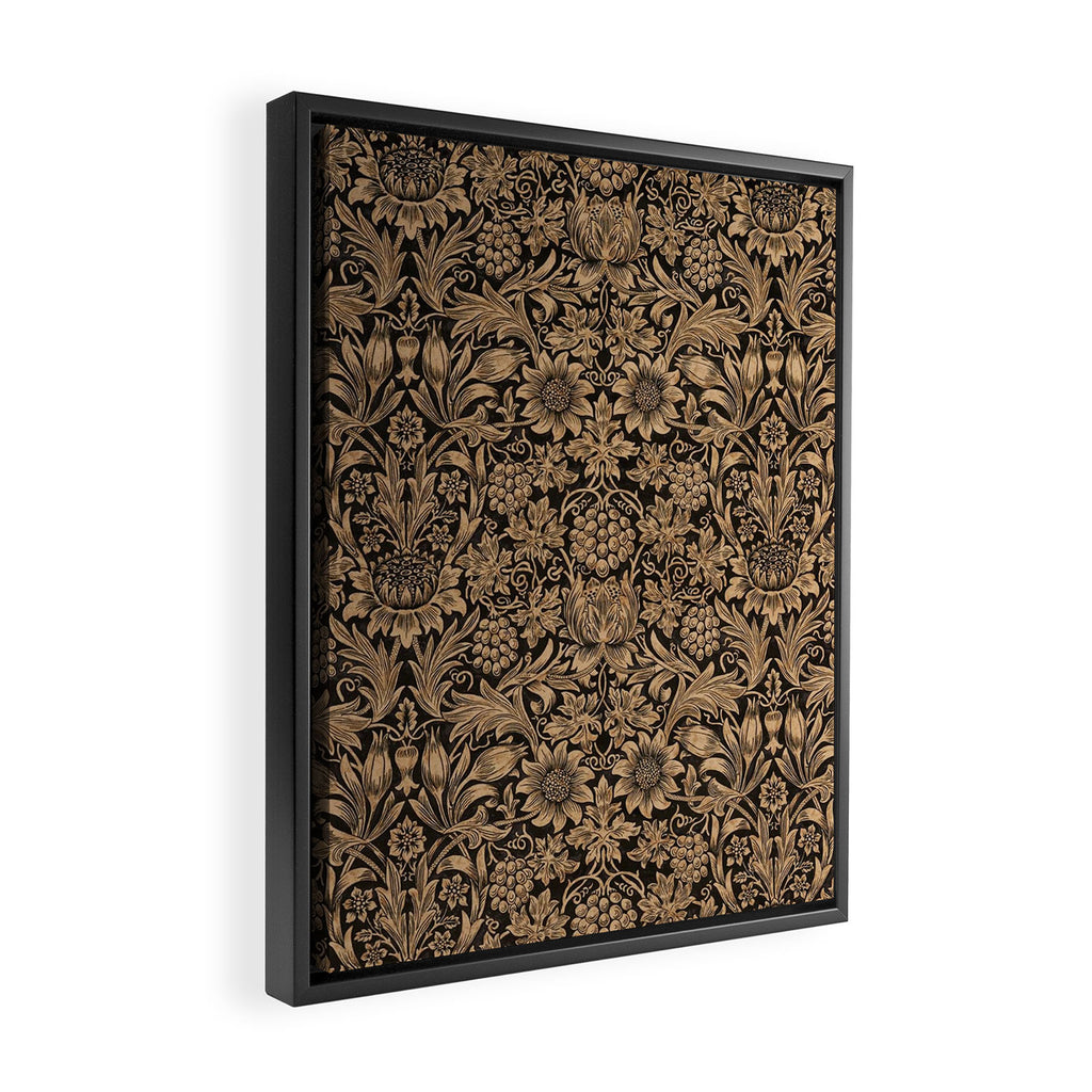 William Morris Pure Sunflower Brown Maple Lichen Vintage Pattern Framed Canvas Print Gallery Image 2