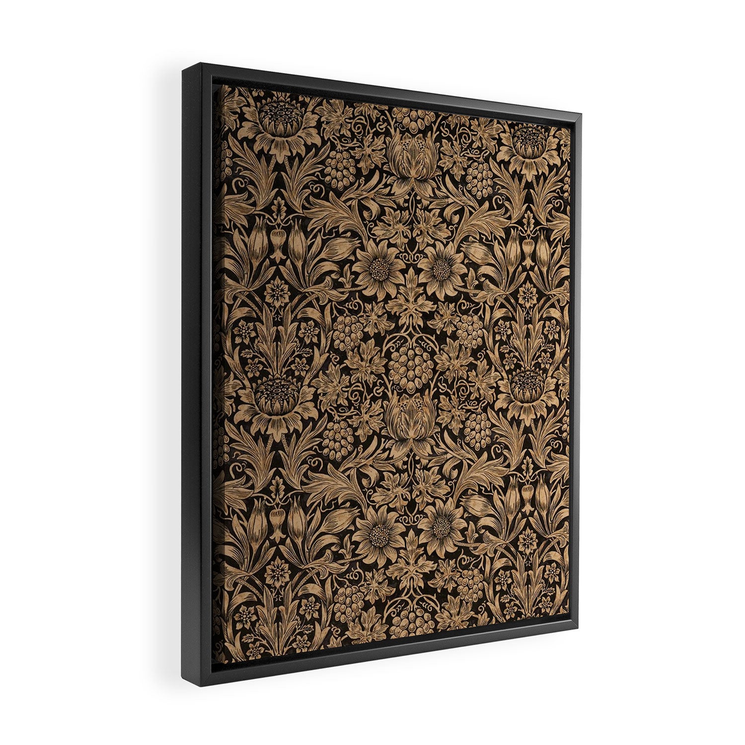 William Morris Pure Sunflower Brown Maple Lichen Vintage Pattern Framed Canvas Print Gallery Image 2