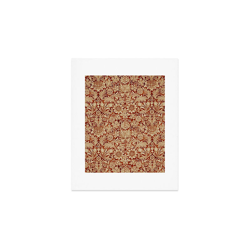 William Morris Pure Sunflower Red Saffron Vellum Vintage Pattern Art Print Gallery Image 1