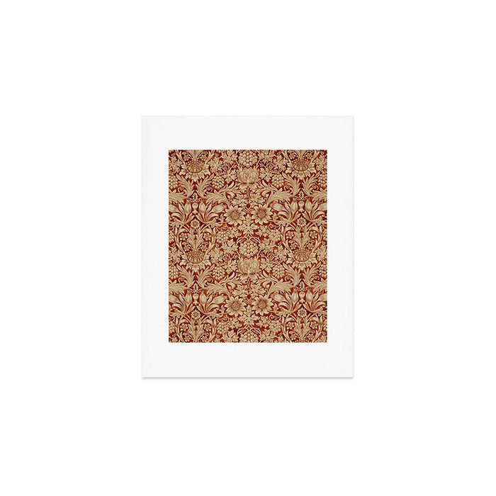 William Morris Pure Sunflower Red Saffron Vellum Vintage Pattern Art Print Gallery Image 1