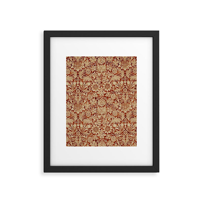 William Morris Pure Sunflower Red Saffron Vellum Vintage Pattern Framed Art Print Gallery Image 6