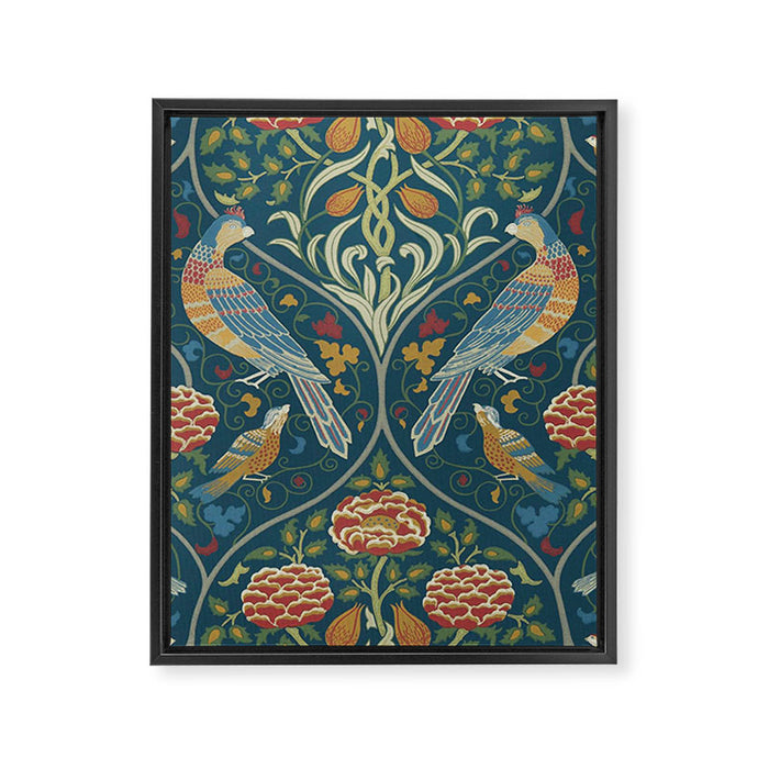 William Morris Seasons by May Melsetter Indigo Blue Framed Canvas Print Gallery Image 1