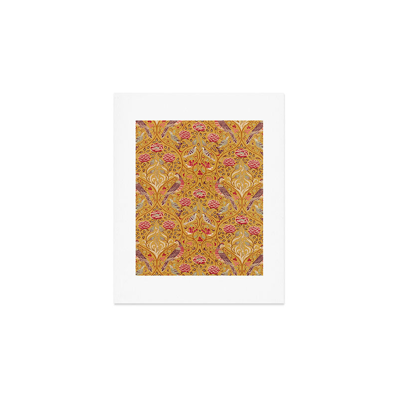 William Morris Seasons by May Melsetter Bird Pattern Saffron Gold Yellow Art Print Gallery Image 1