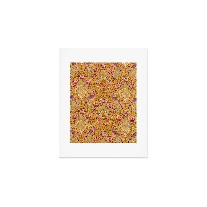 William Morris Seasons by May Melsetter Bird Pattern Saffron Gold Yellow Art Print Gallery Image 1