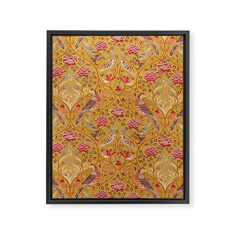 William Morris Seasons by May Melsetter Bird Pattern Saffron Gold Yellow Framed Canvas Print Gallery Image 8
