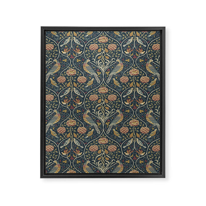 William Morris Seasons by May Melsetter Indigo Framed Canvas Print Gallery Image 1