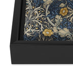 William Morris Seaweed Ink Woad Blue Framed Canvas Print Gallery Image 3