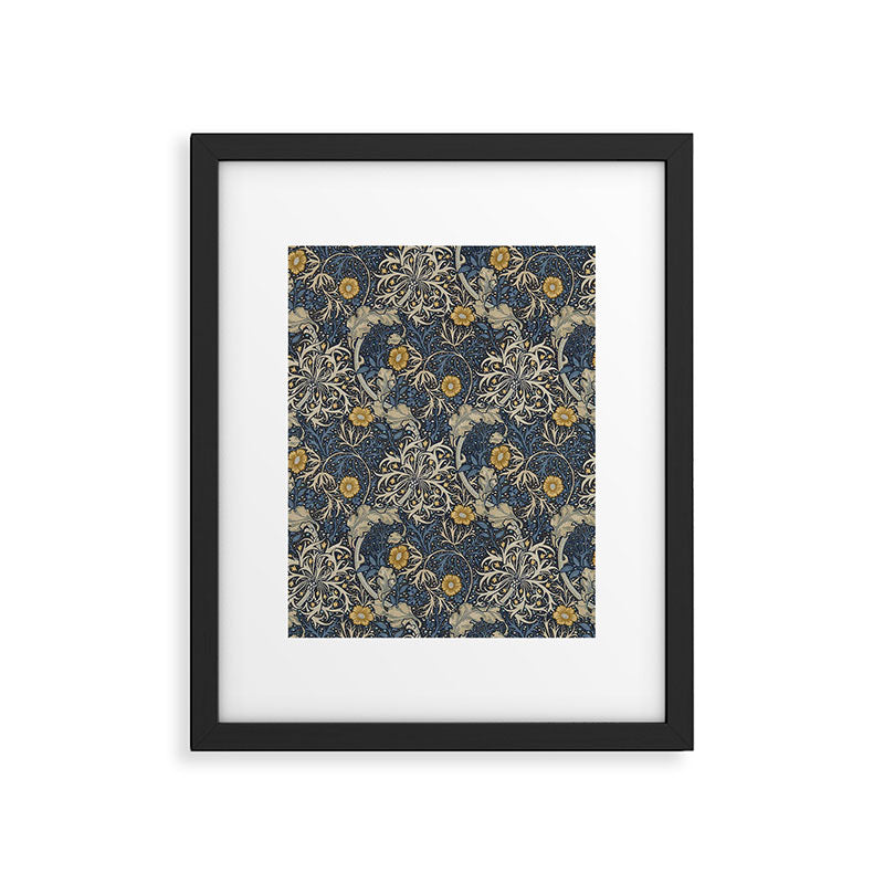 William Morris Seaweed Ink Woad Blue Framed Art Print Gallery Image 6