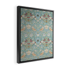 William Morris Strawberry Thief Aqua Blue Turquoise Framed Canvas Print Gallery Image 2