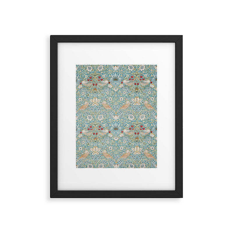 William Morris Strawberry Thief Aqua Blue Turquoise Framed Art Print Gallery Image 5