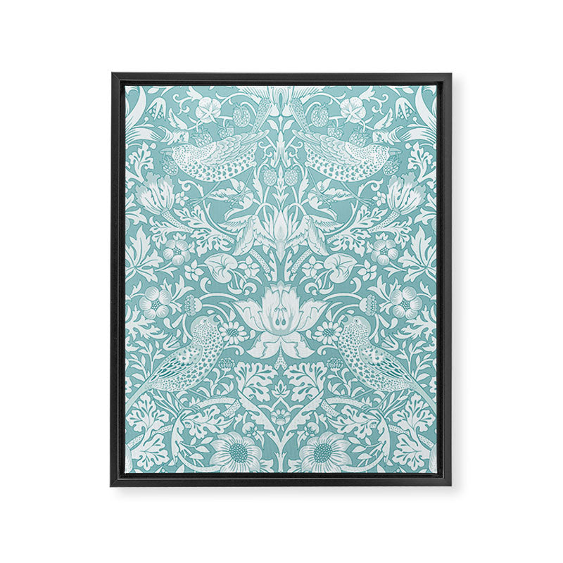 William Morris Strawberry Thief Aqua Teal Framed Canvas Print Gallery Image 6