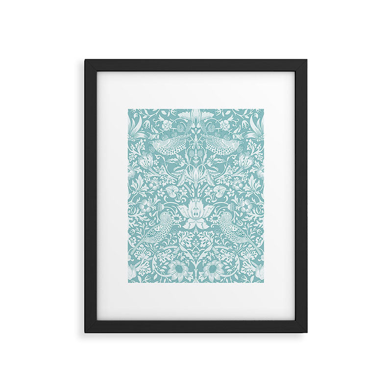 William Morris Strawberry Thief Aqua Teal Framed Art Print Gallery Image 5