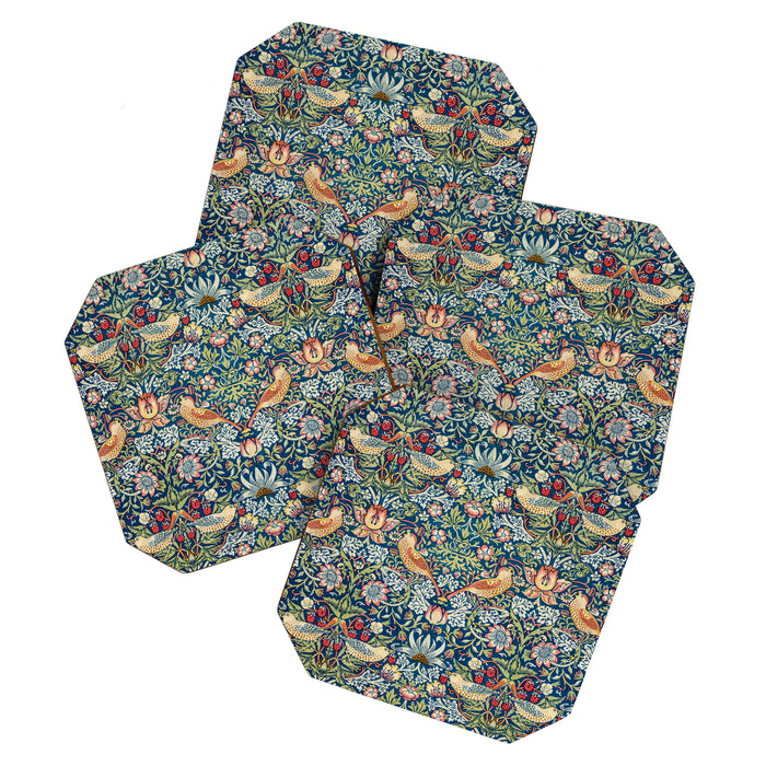 William Morris Strawberry Thief Blue 1883 Vintage Botanical Pattern Coaster Gallery Image 1
