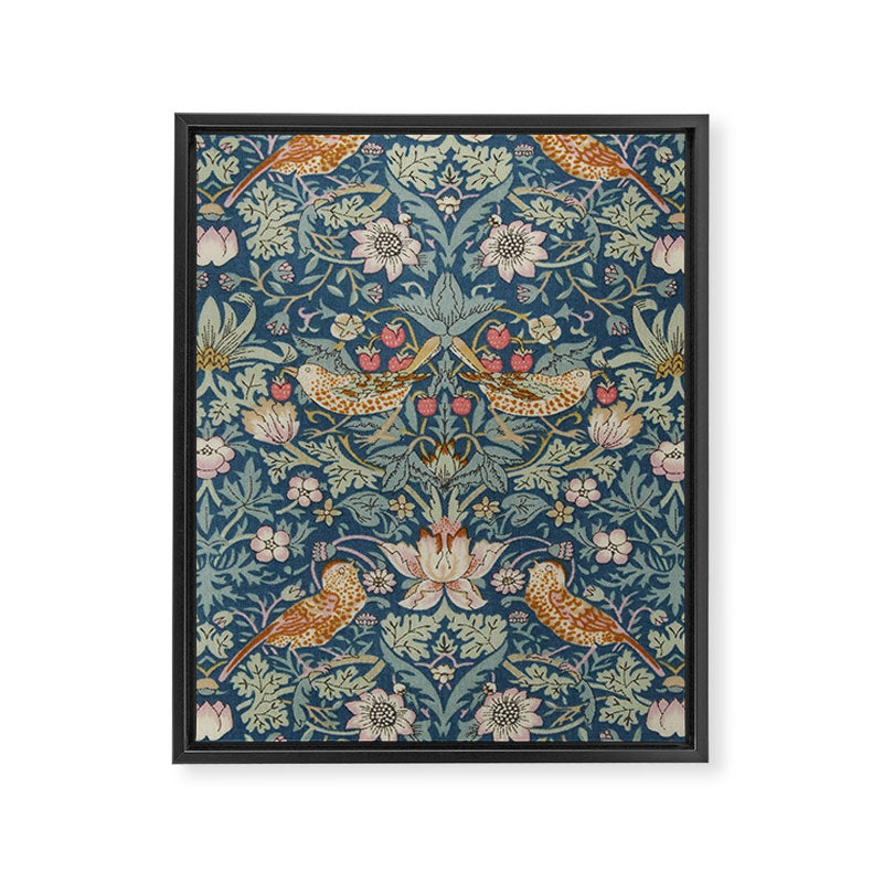 William Morris Strawberry Thief Blue Green Framed Canvas Print Gallery Image 8