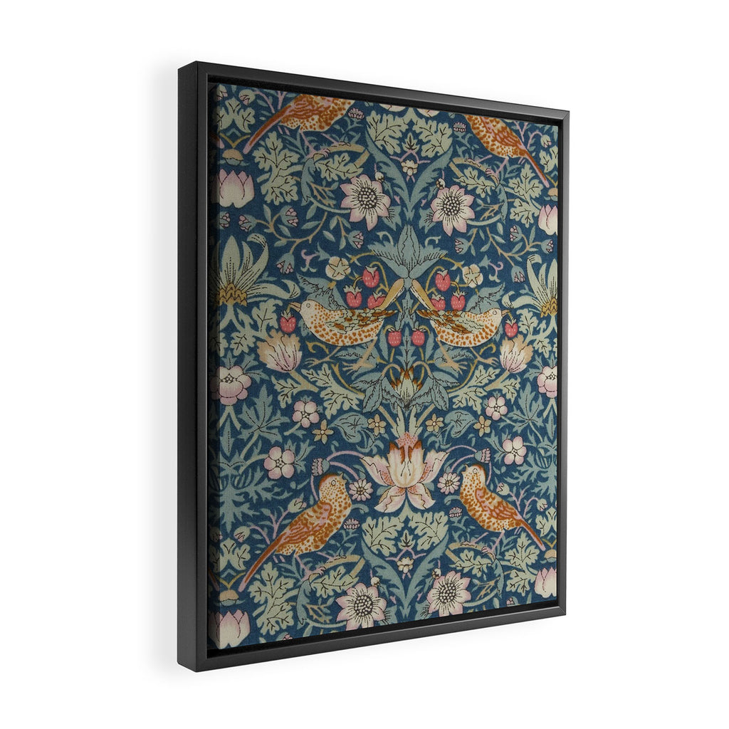 William Morris Strawberry Thief Blue Green Framed Canvas Print Gallery Image 2