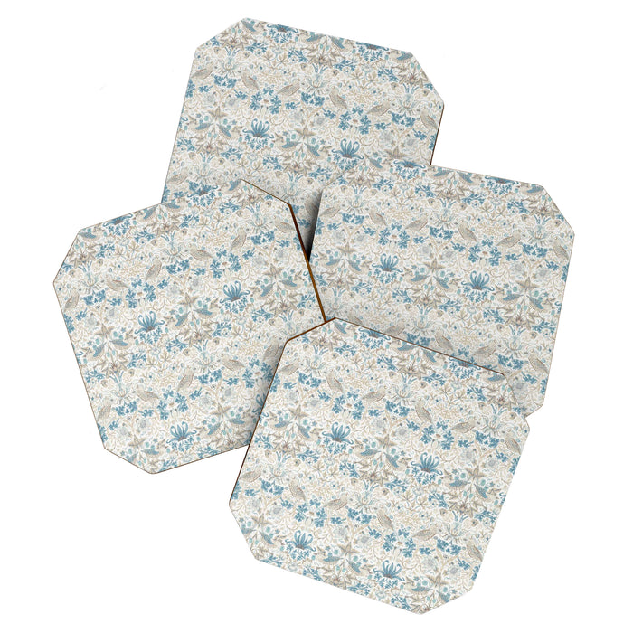 William Morris Strawberry Thief Blue Slate Vellum Coaster Gallery Image 1